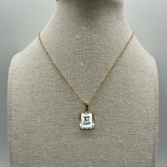 Letter Necklaces, on White Shell Gold Plated Pendant Necklace - Picture 11 of 15